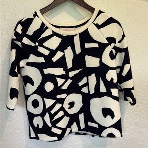 LOFT Black and White Abstract Top